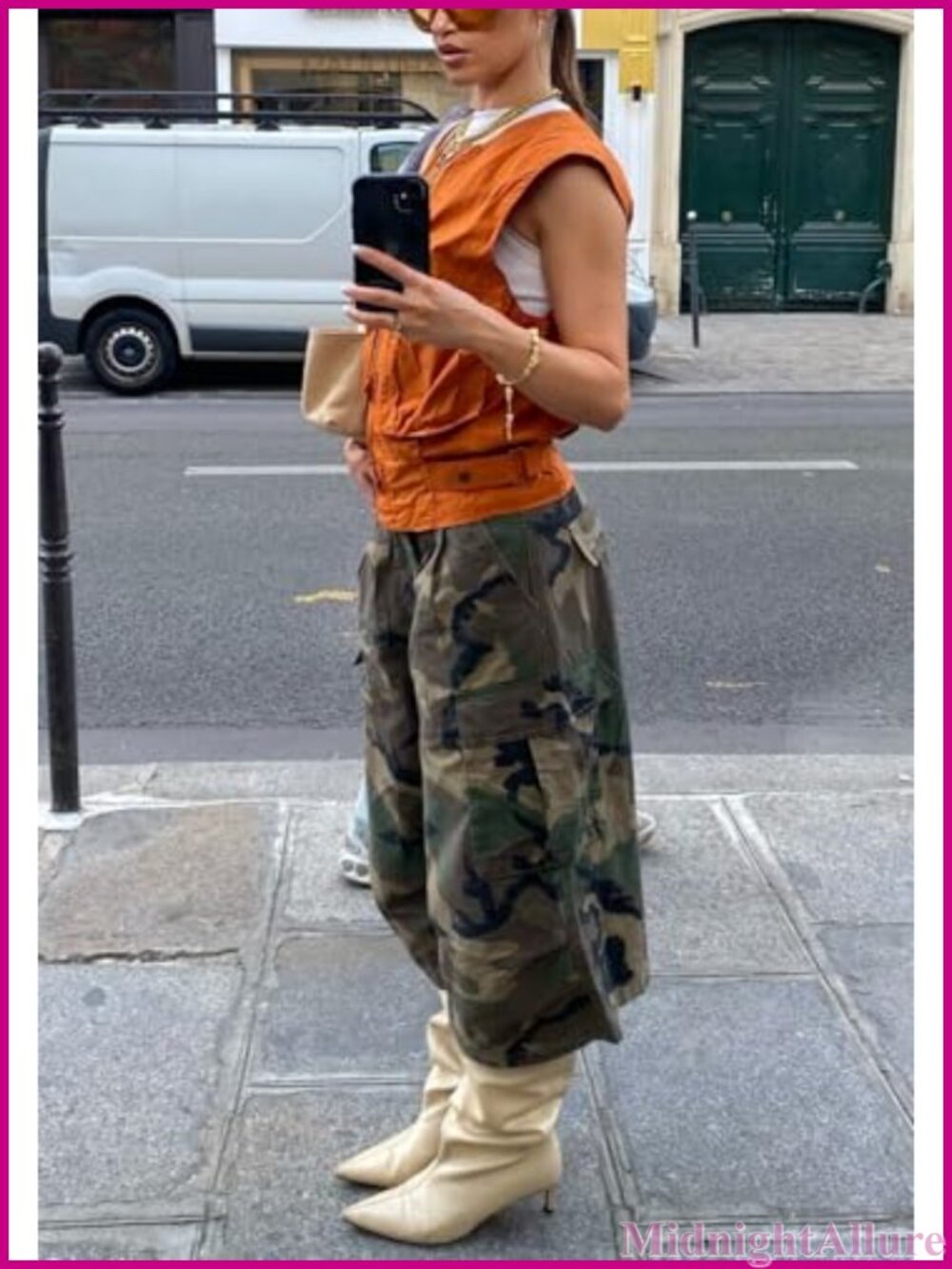 Women's Baggy Cargo Jeans Camo Wide Leg Harem Capri Denim Pants - Picture 5 of 6